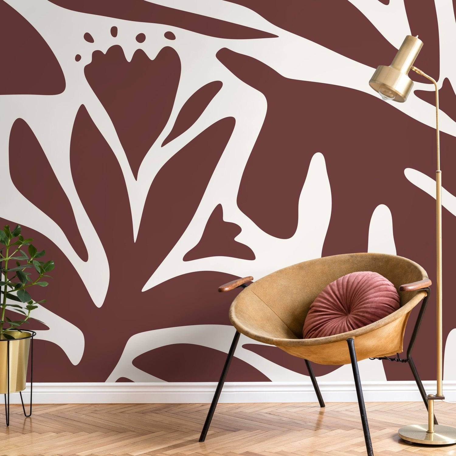 Earthy Botanical Shapes Wallpaper - D704 - WallTrend