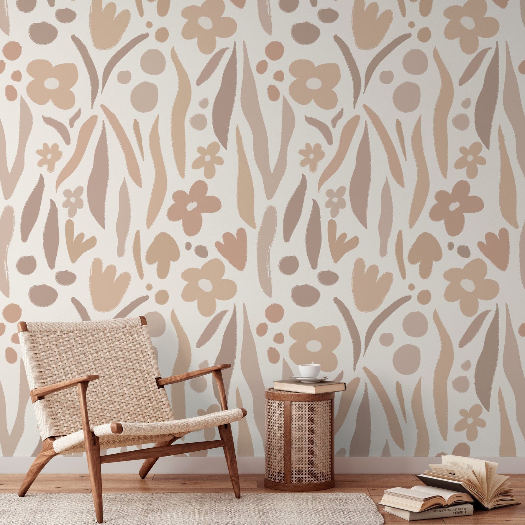 Earthy Floral Motif Wallpaper - C480 - WallTrend