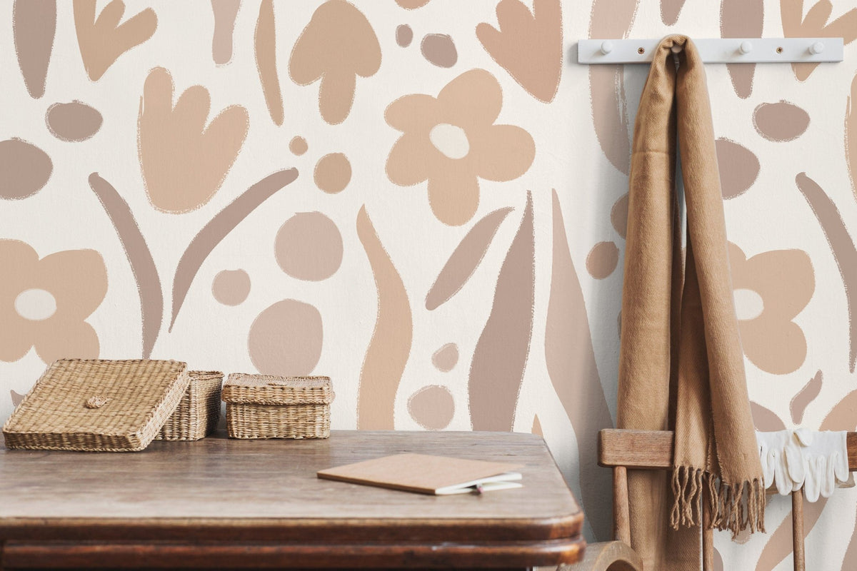 Earthy Floral Motif Wallpaper - C480 - WallTrend