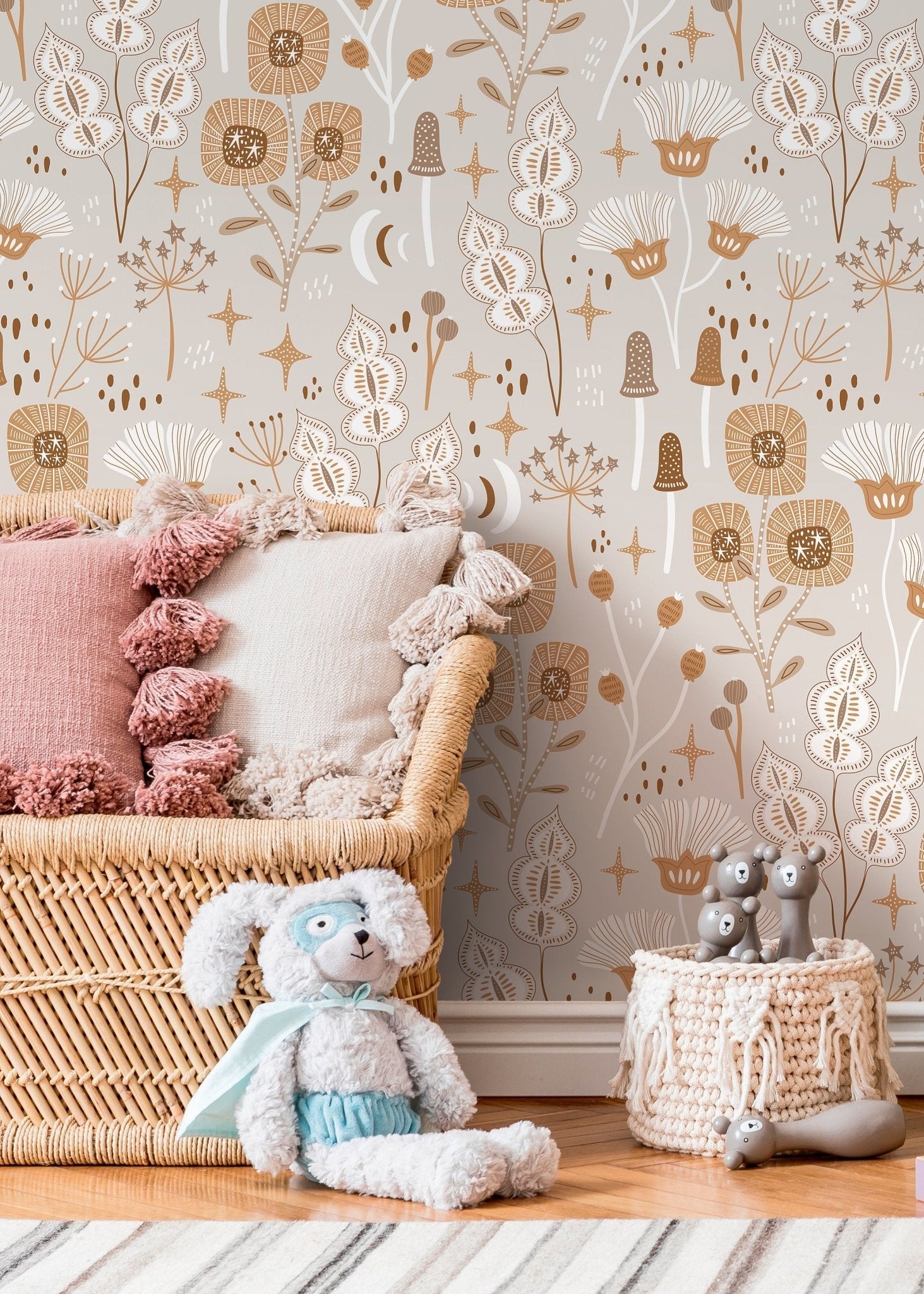 Earthy Floral Motifs Wallpaper - D394 - WallTrend
