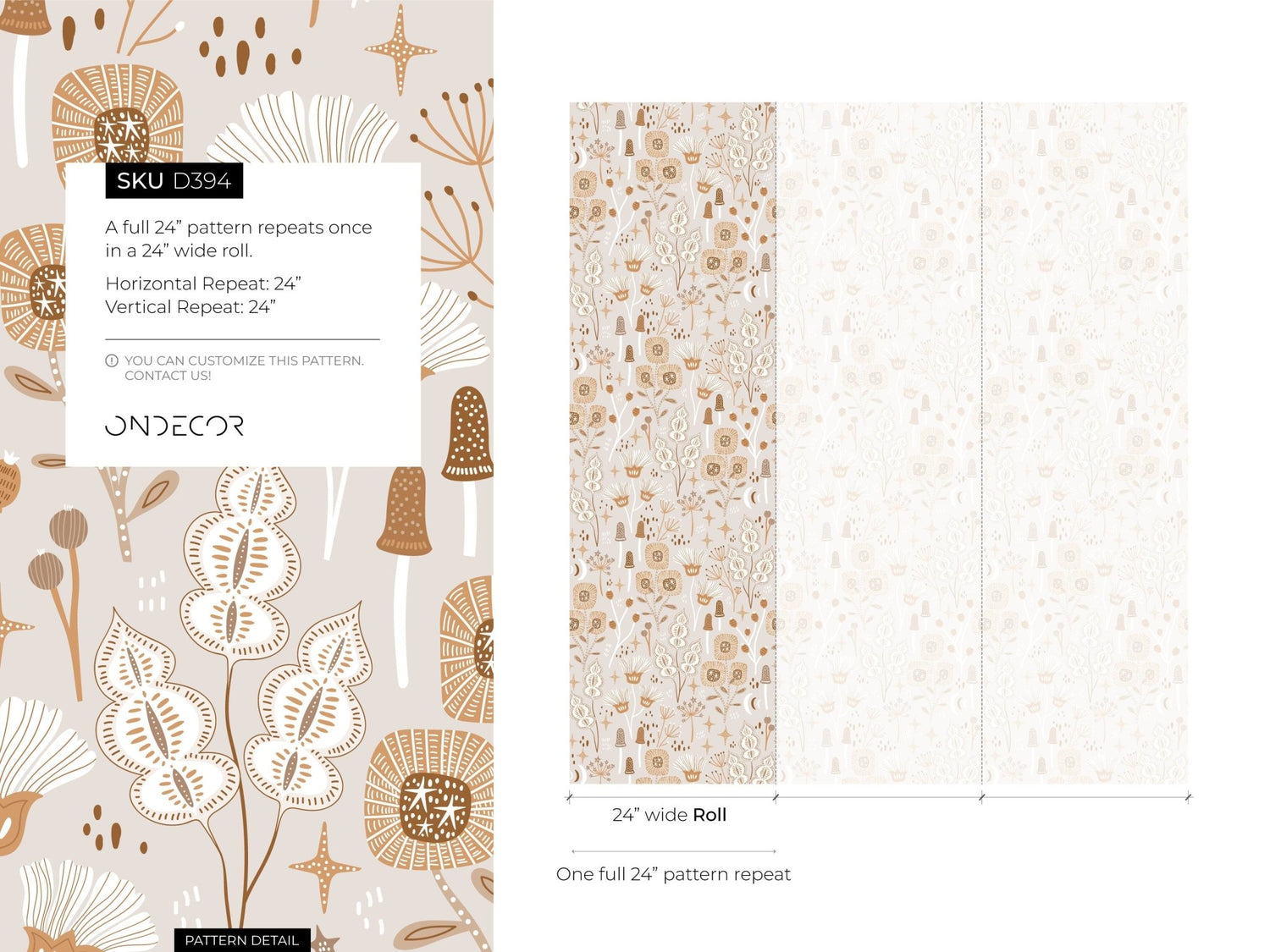 Earthy Floral Motifs Wallpaper - D394 - WallTrend