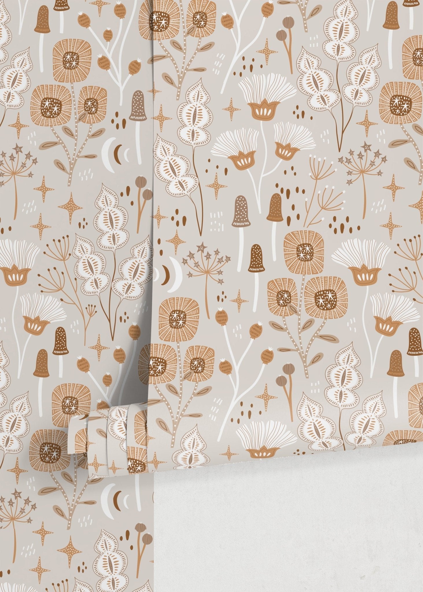 Earthy Floral Motifs Wallpaper - D394 - WallTrend