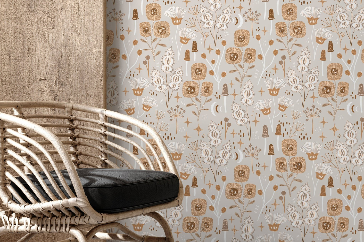 Earthy Floral Motifs Wallpaper - D394 - WallTrend