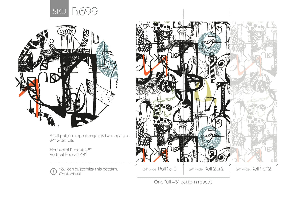 Eclectic Doodles Wallpaper - B699 - WallTrend