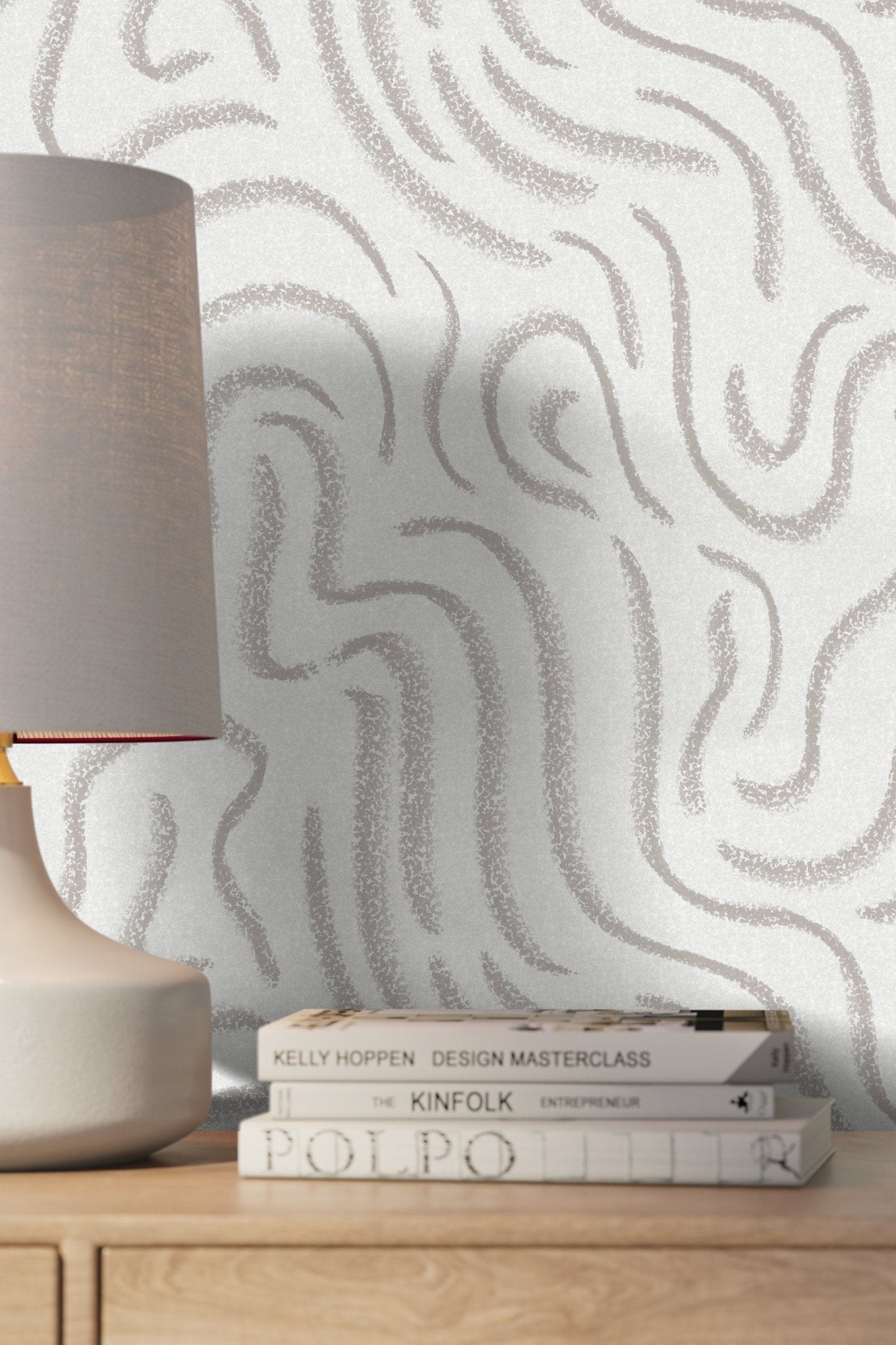 Elegant Abstract Curves Wallpaper - C657 - WallTrend