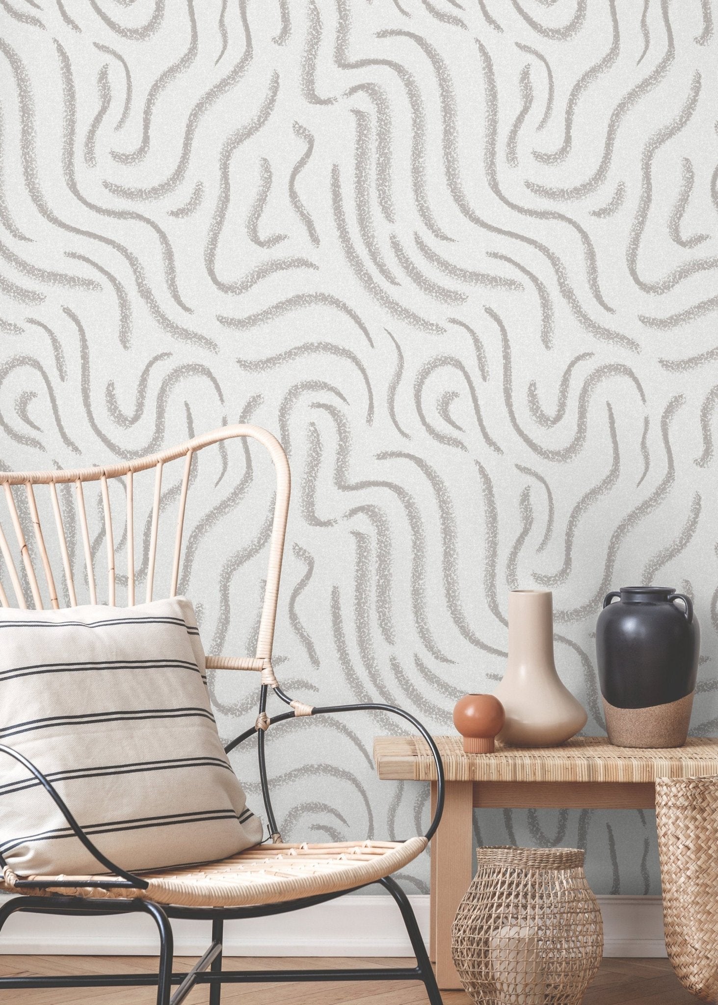 Elegant Abstract Curves Wallpaper - C657 - WallTrend