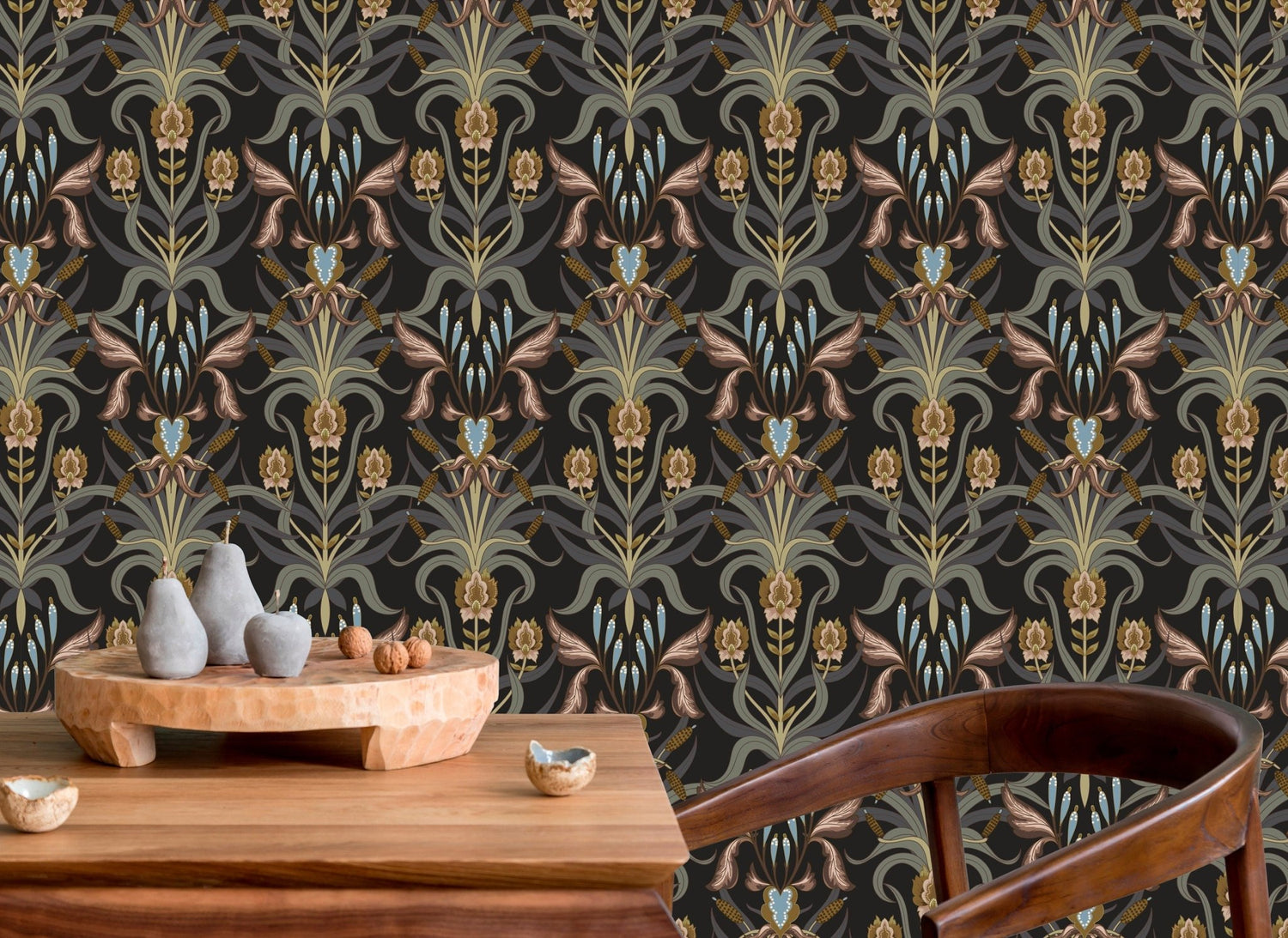 Elegant Art Deco Floral Wallpaper - C295 - WallTrend