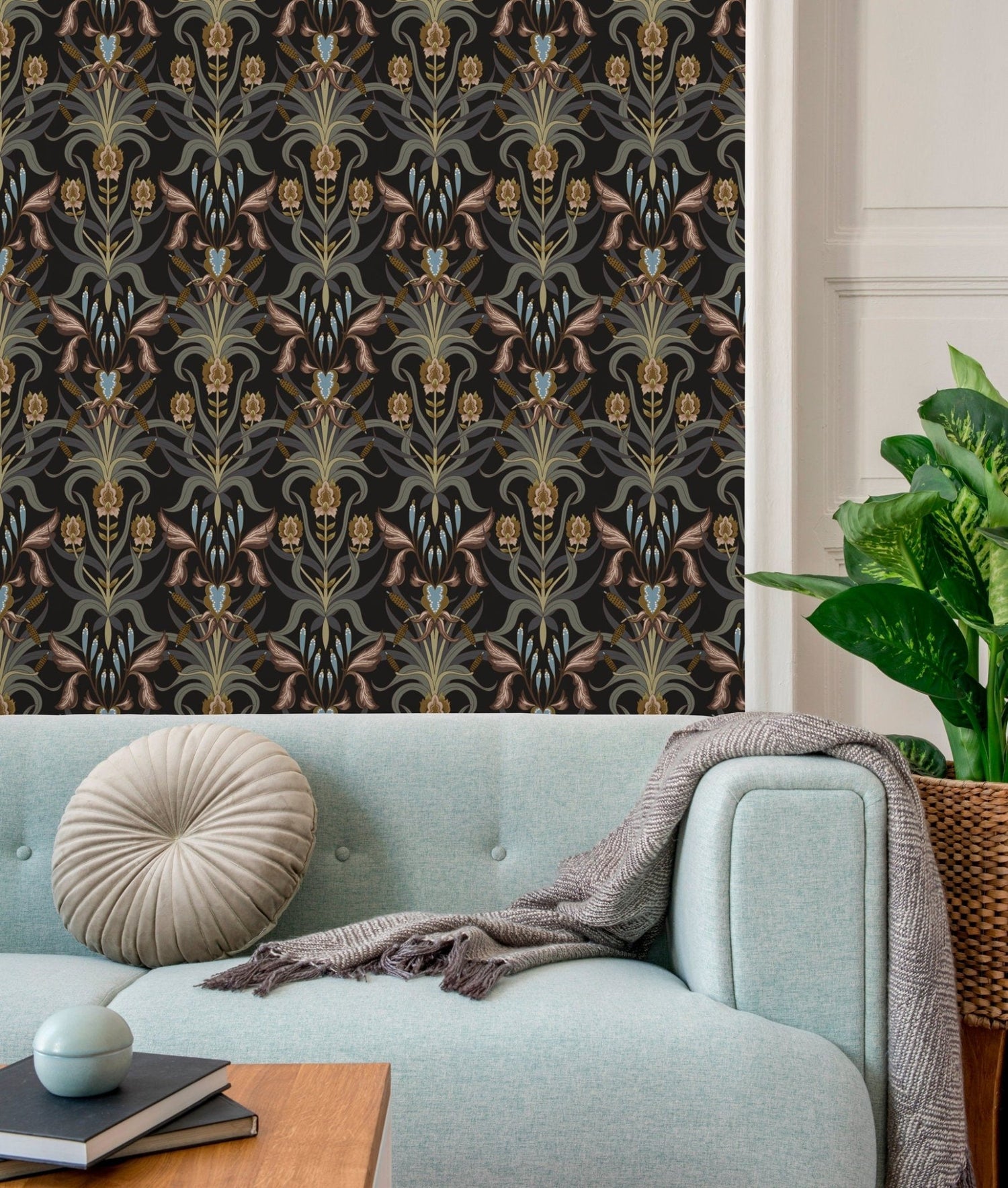 Elegant Art Deco Floral Wallpaper - C295 - WallTrend