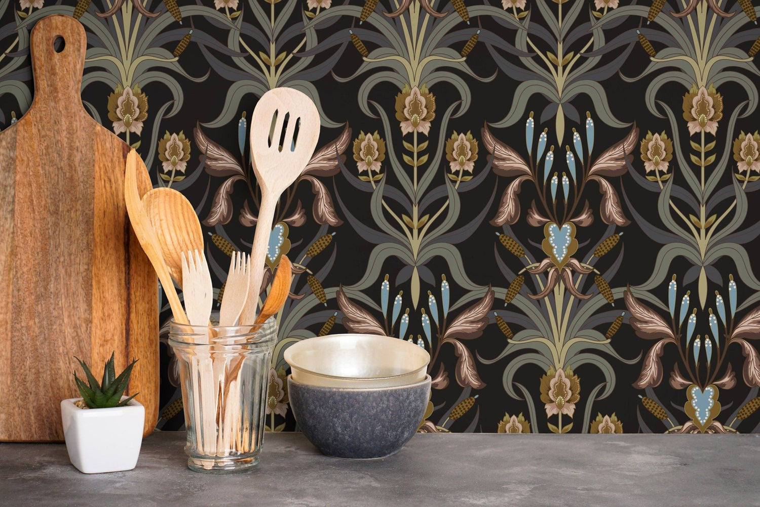 Elegant Art Deco Floral Wallpaper - C295 - WallTrend