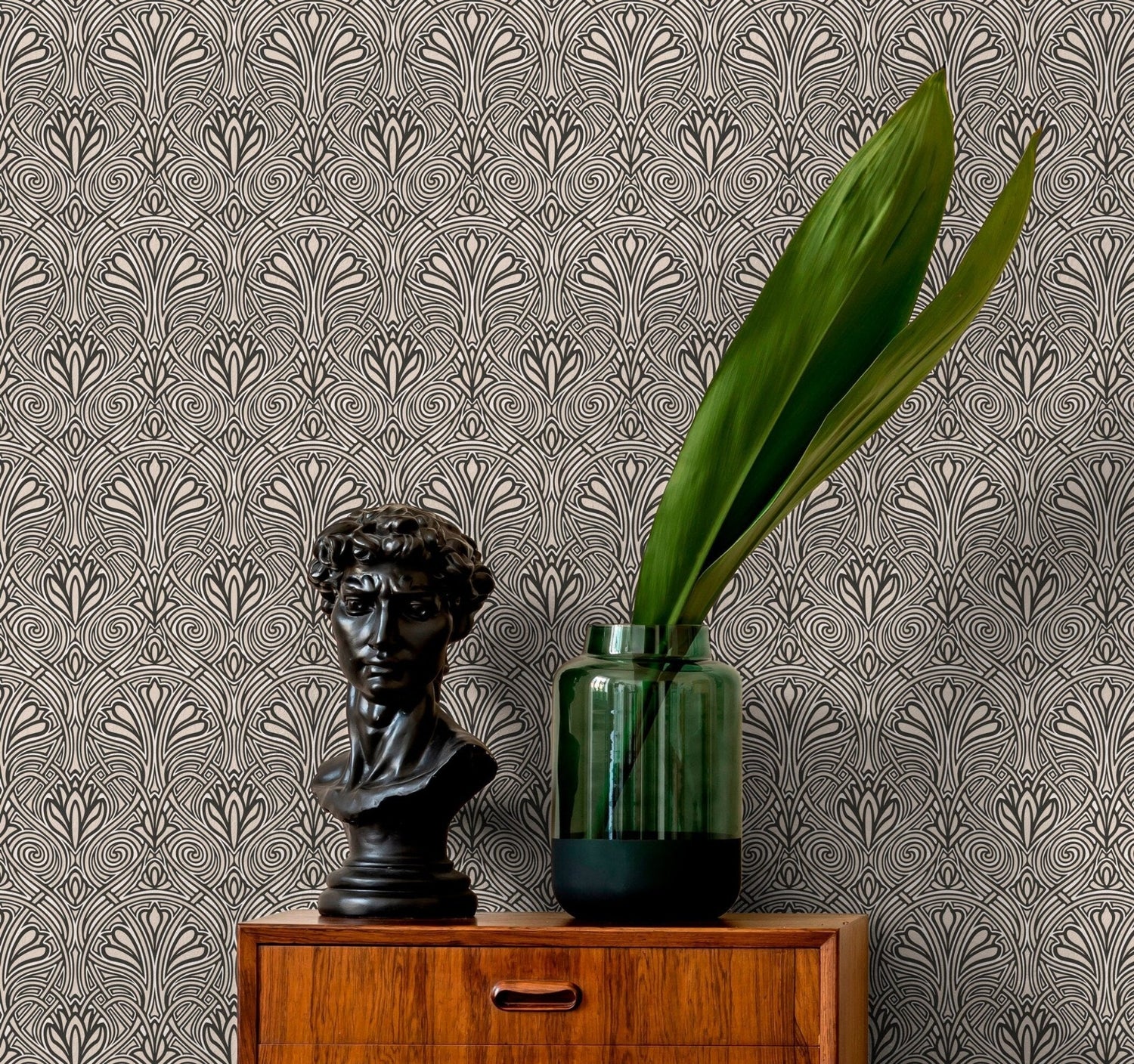 Elegant Art Deco Hearts Wallpaper - C239 - WallTrend