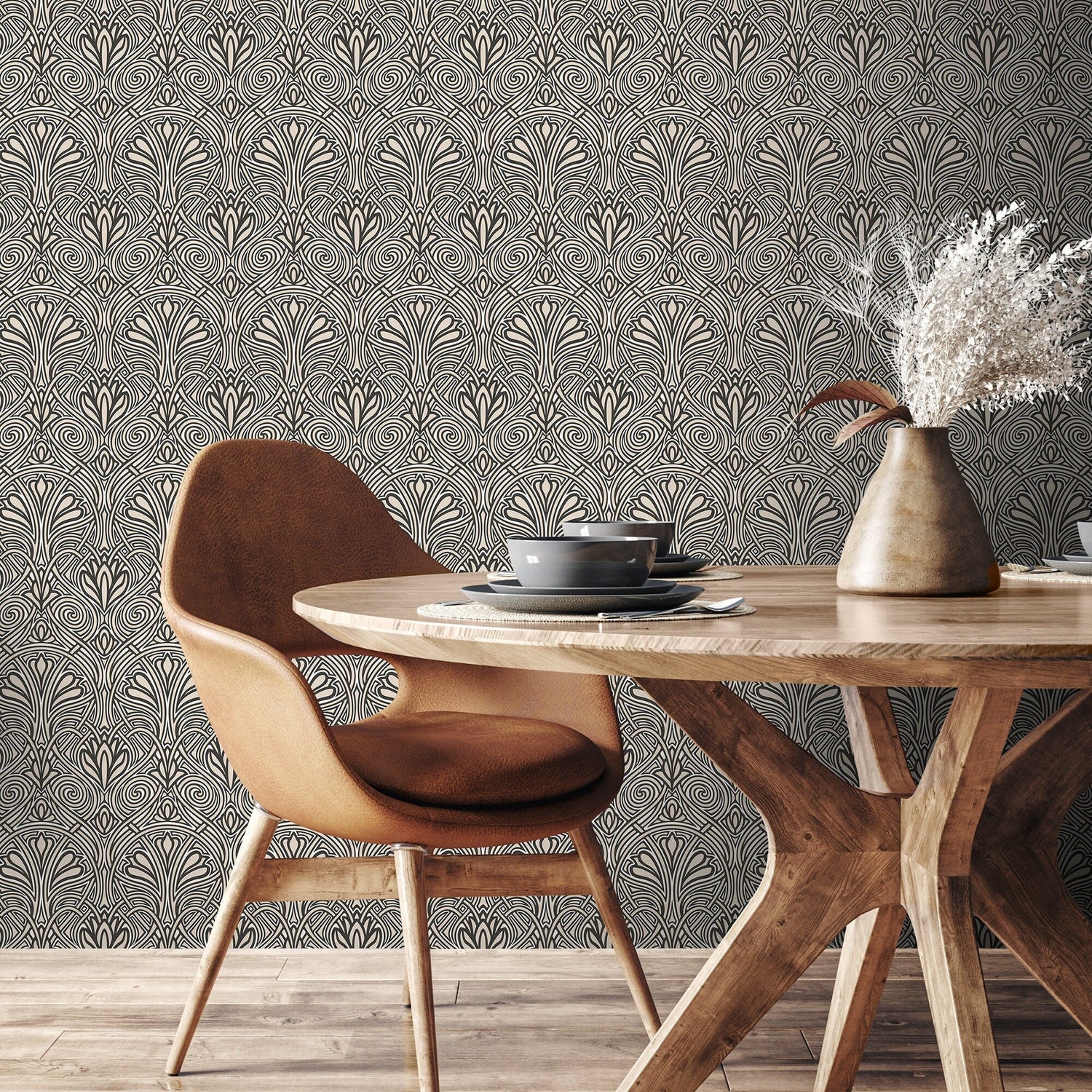 Elegant Art Deco Hearts Wallpaper - C239 - WallTrend