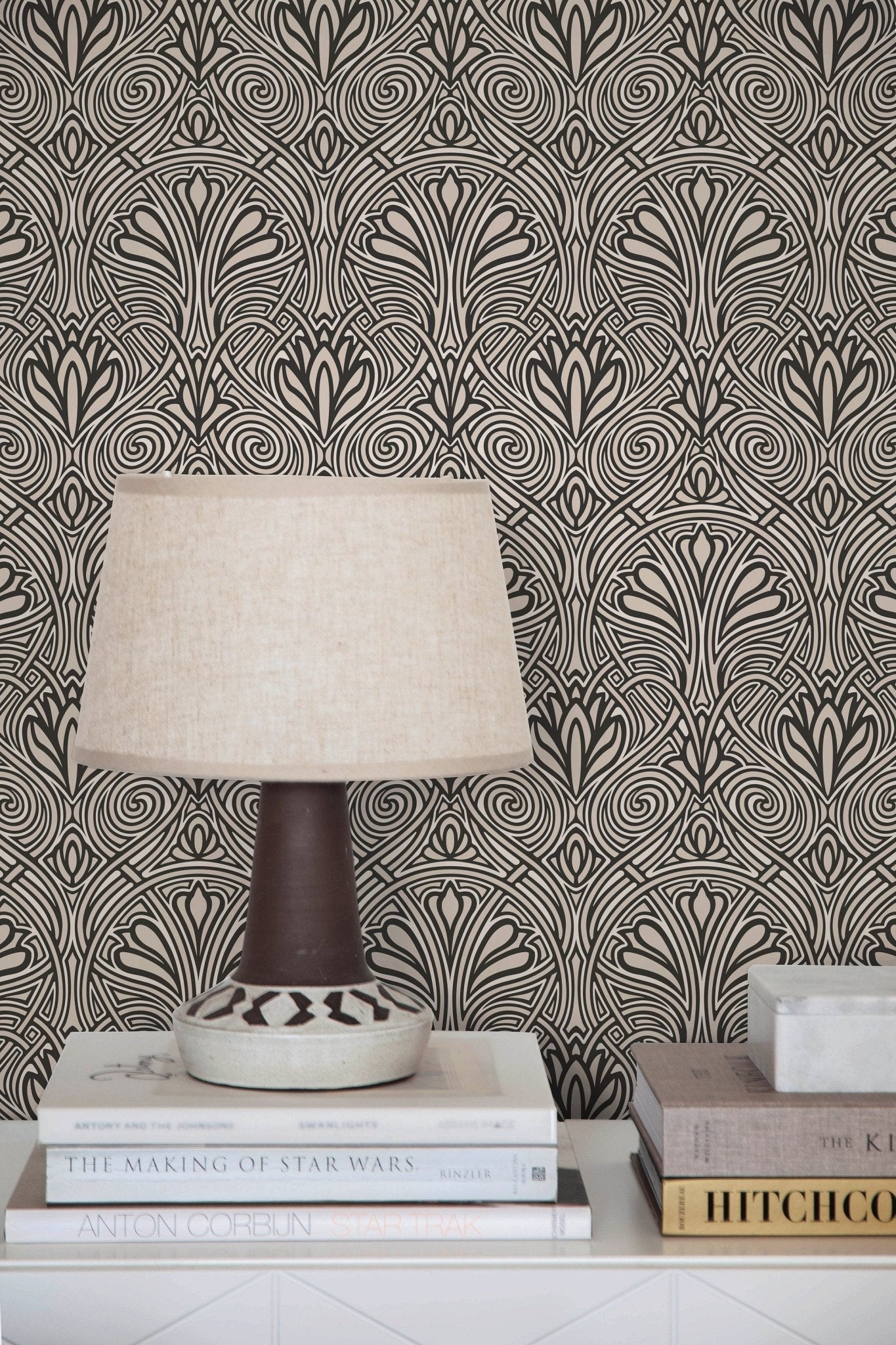 Elegant Art Deco Hearts Wallpaper - C239 - WallTrend