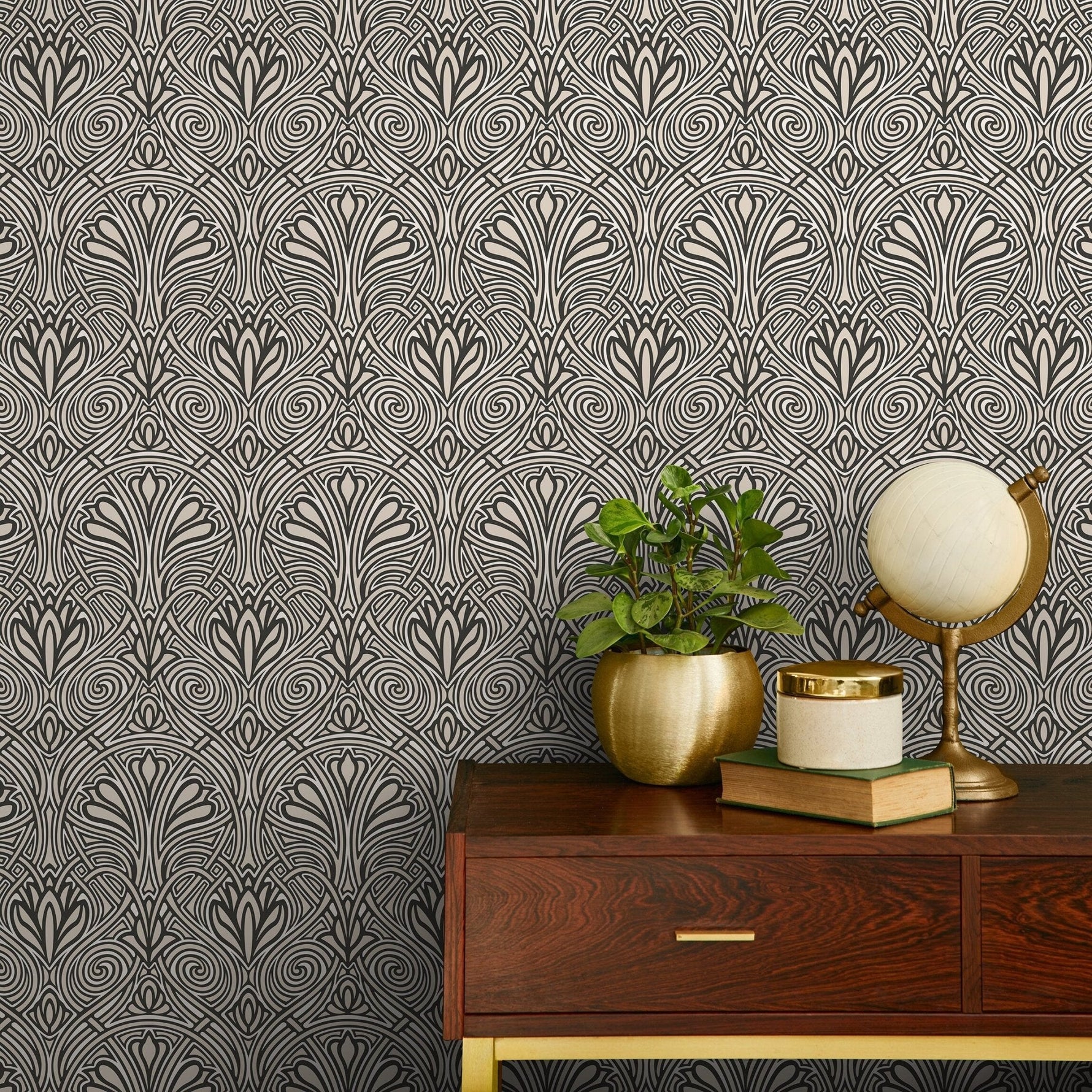 Elegant Art Deco Hearts Wallpaper - C239 - WallTrend