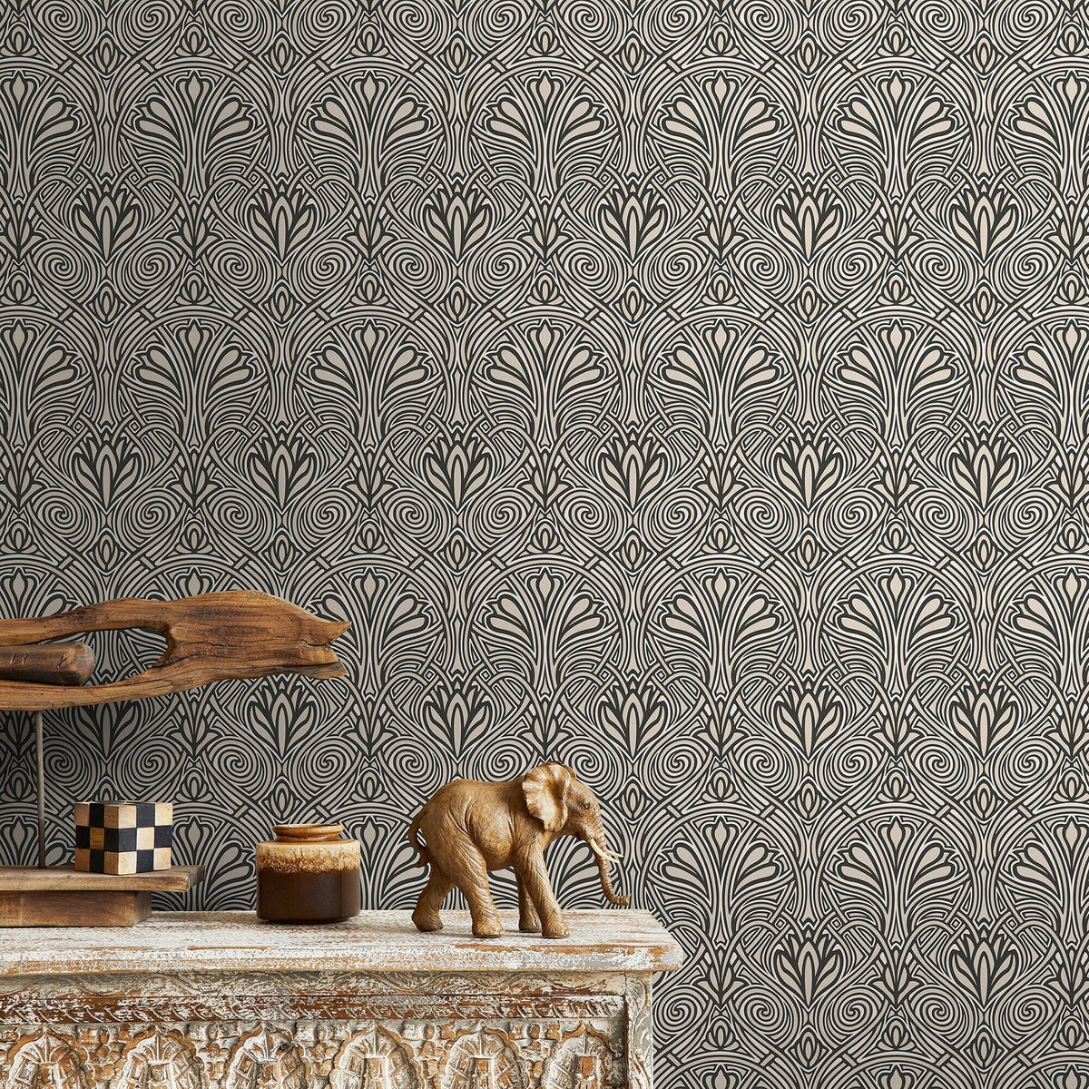 Elegant Art Deco Hearts Wallpaper - C239 - WallTrend