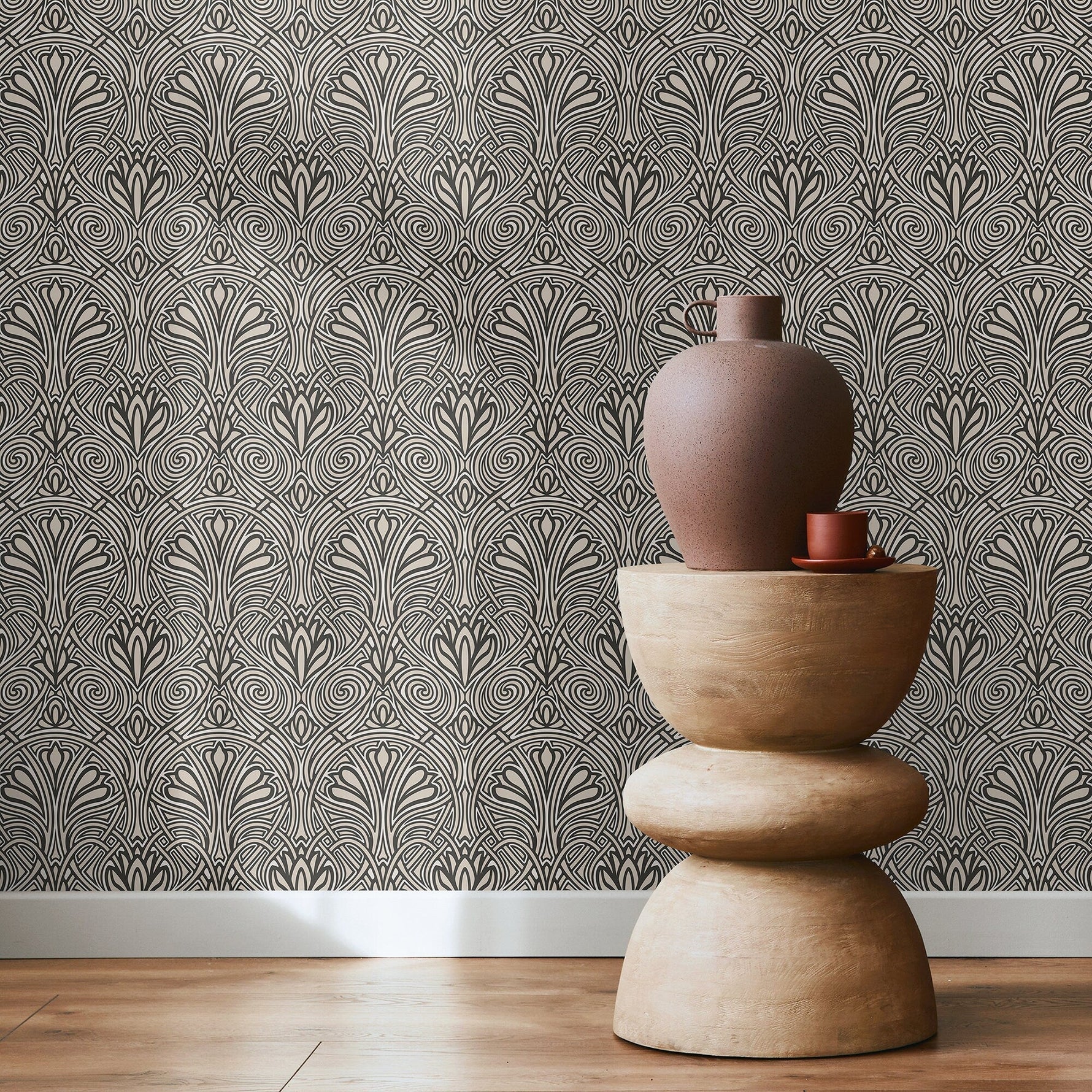 Elegant Art Deco Hearts Wallpaper - C239 - WallTrend