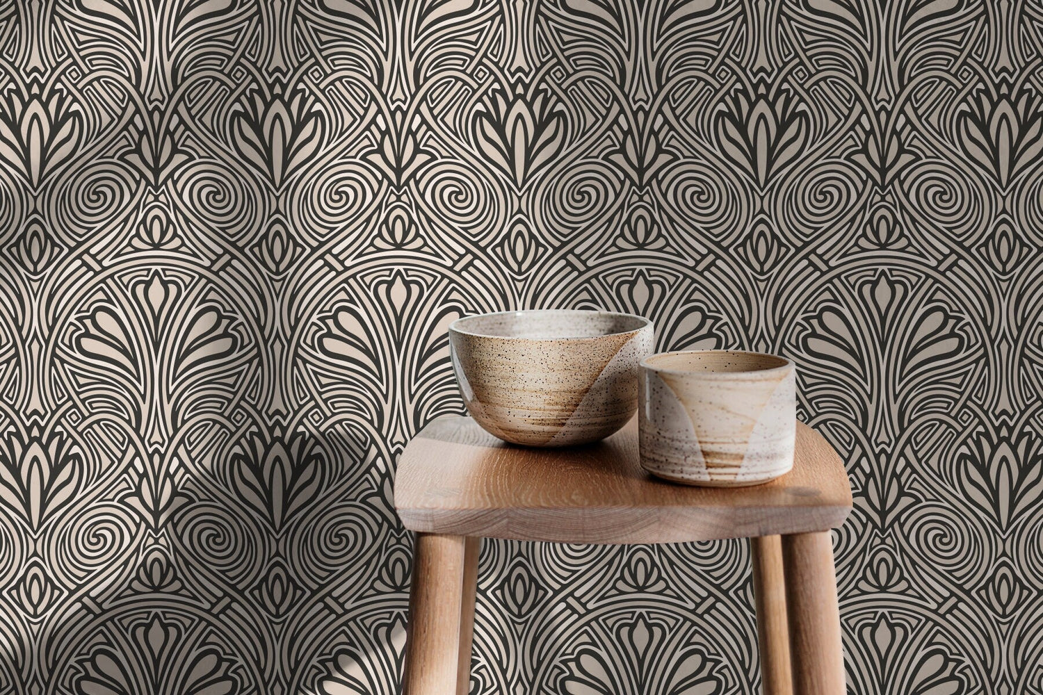 Elegant Art Deco Hearts Wallpaper - C239 - WallTrend