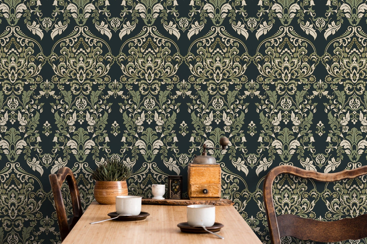 Elegant Baroque Damask Wallpaper - D077 - WallTrend