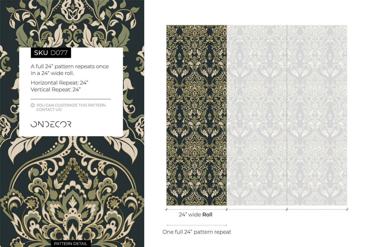 Elegant Baroque Damask Wallpaper - D077 - WallTrend