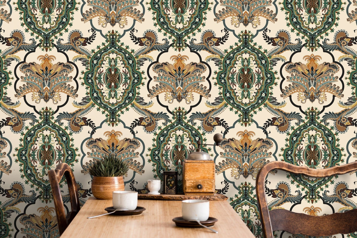 Elegant Baroque Damask Wallpaper - SKU C700 - WallTrend