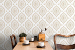 Elegant Beige Floral Curves Wallpaper - C764 - WallTrend