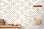 Elegant Beige Floral Curves Wallpaper - C764 - WallTrend