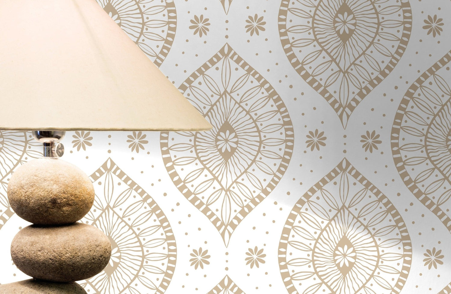 Elegant Beige Floral Curves Wallpaper - C764 - WallTrend