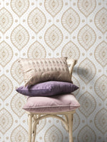 Elegant Beige Floral Curves Wallpaper - C764 - WallTrend