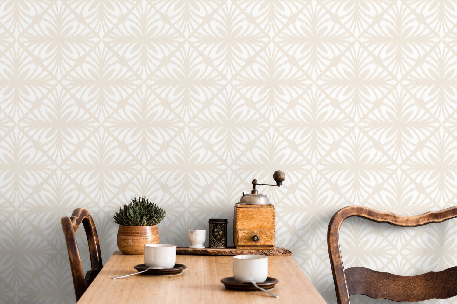 Elegant Beige Floral Geometric Wallpaper - C748 - WallTrend