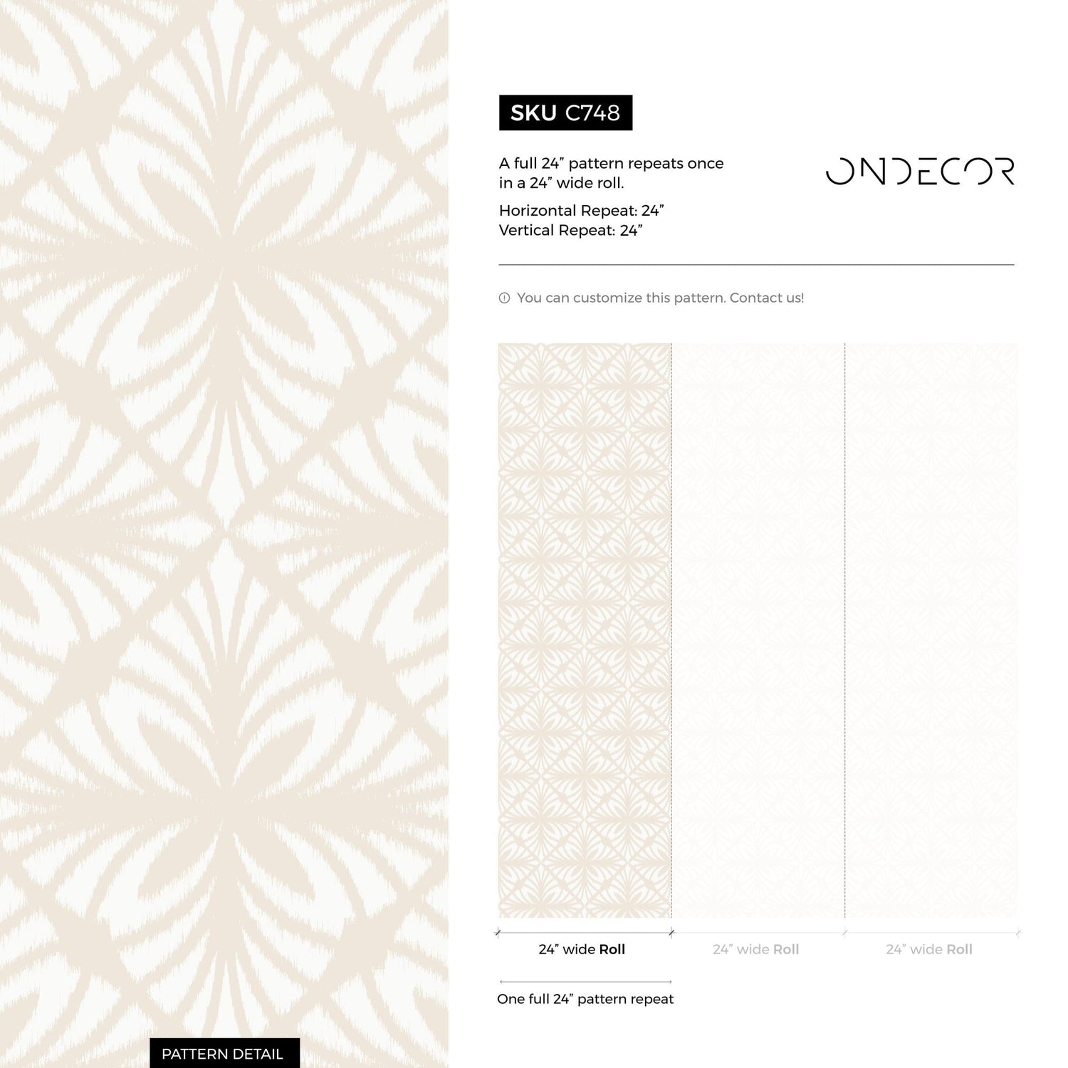 Elegant Beige Floral Geometric Wallpaper - C748 - WallTrend