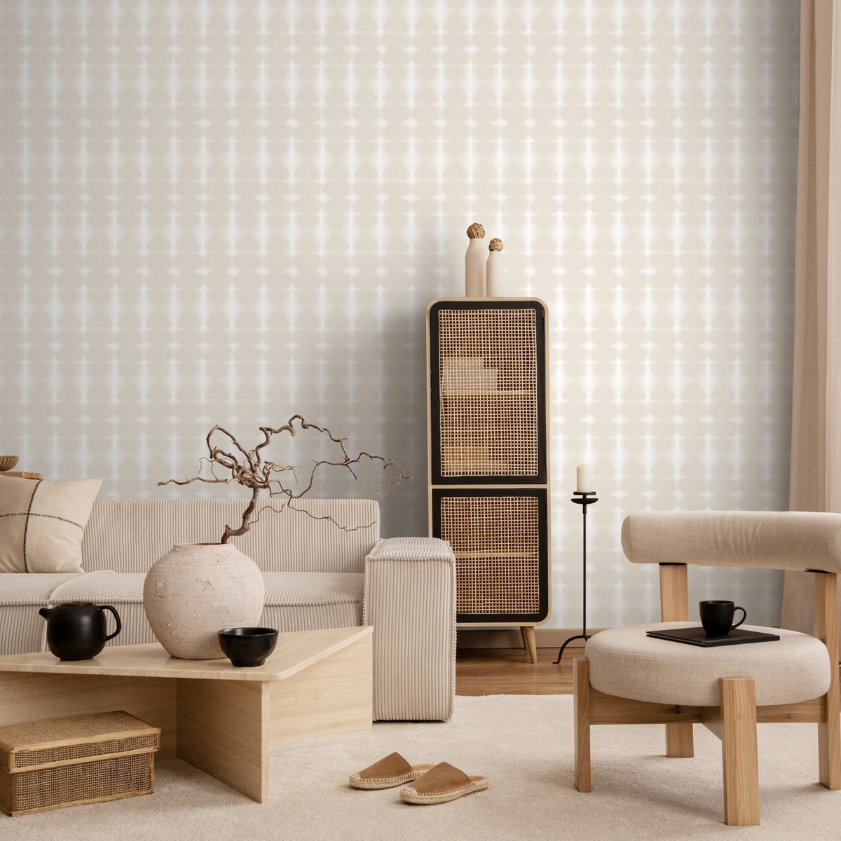 Elegant Beige Star Pattern Wallpaper - C739 - WallTrend