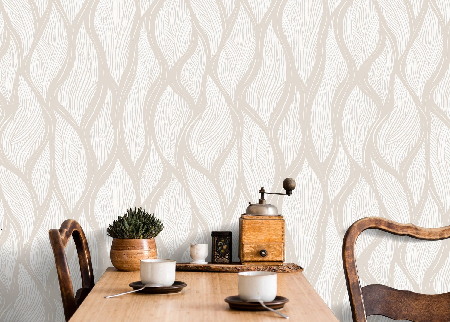 Elegant Beige Tree Pattern Wallpaper - C626 - WallTrend