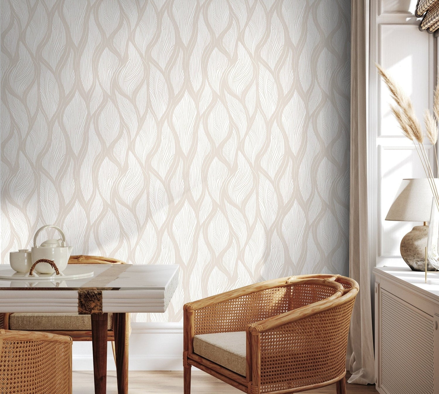 Elegant Beige Tree Pattern Wallpaper - C626 - WallTrend