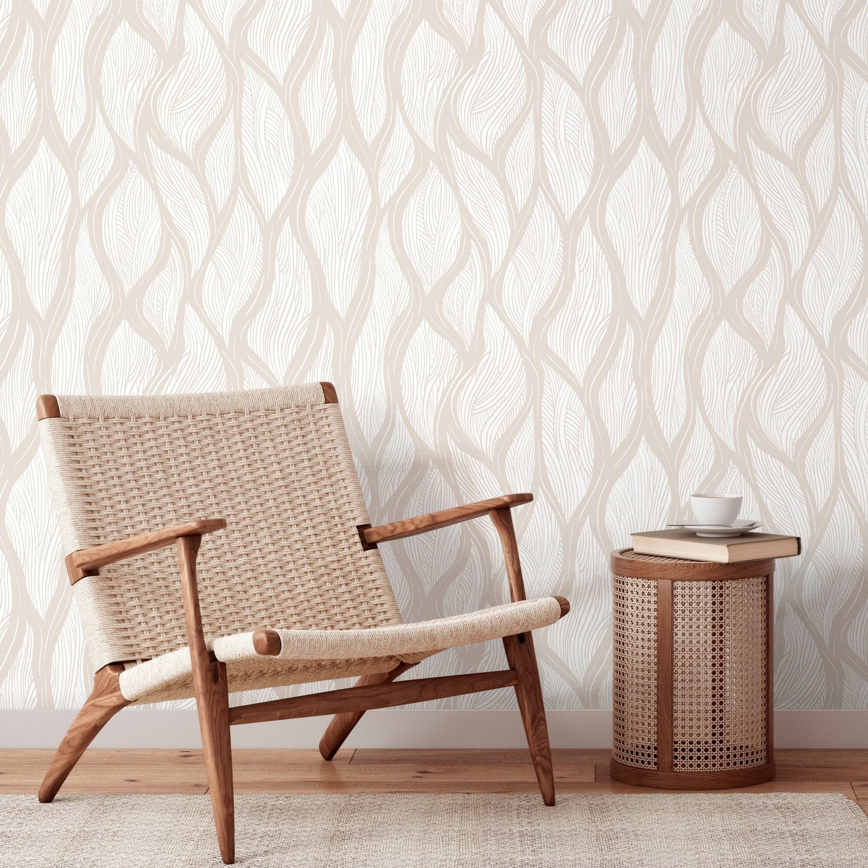 Elegant Beige Tree Pattern Wallpaper - C626 - WallTrend