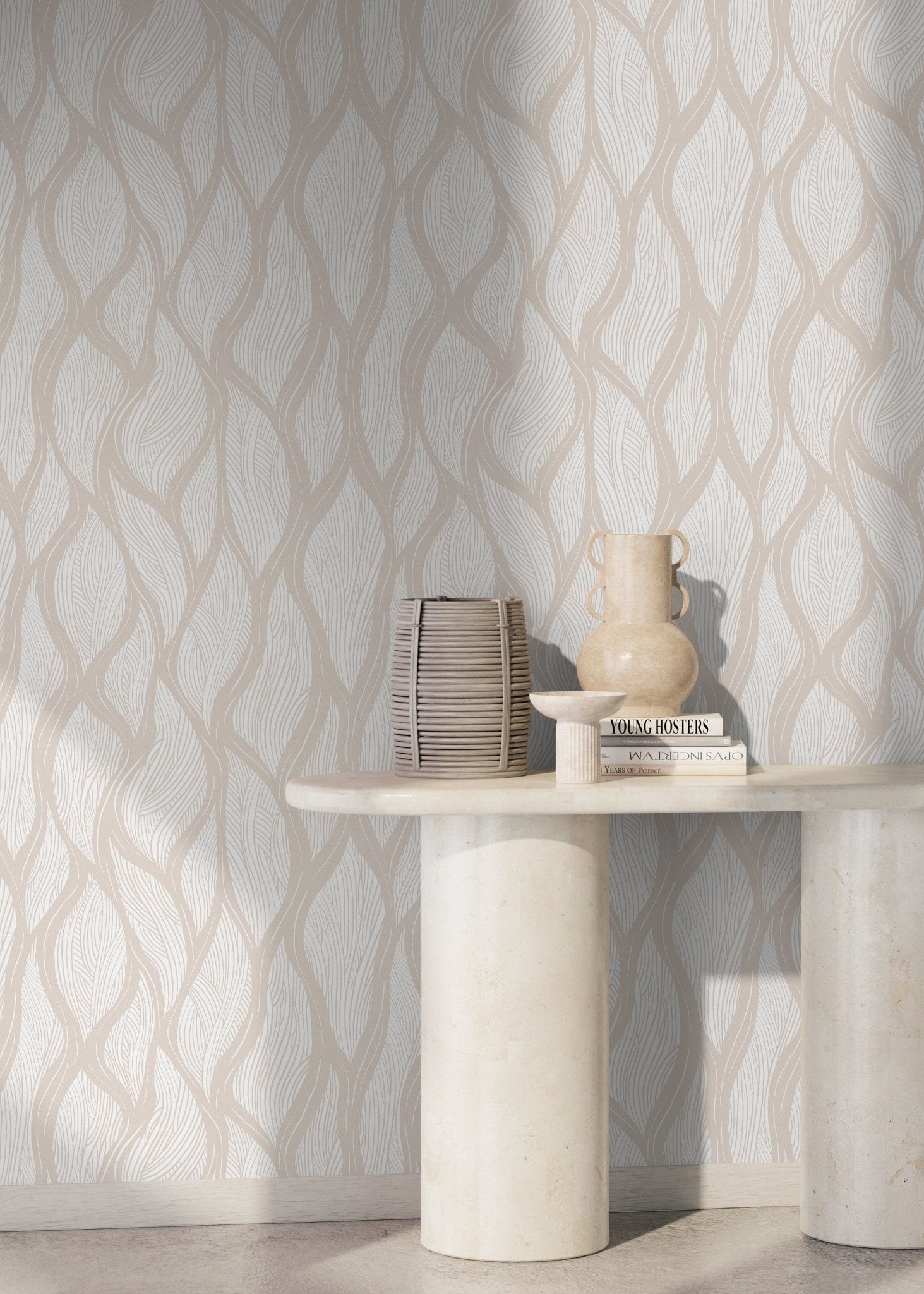 Elegant Beige Tree Pattern Wallpaper - C626 - WallTrend