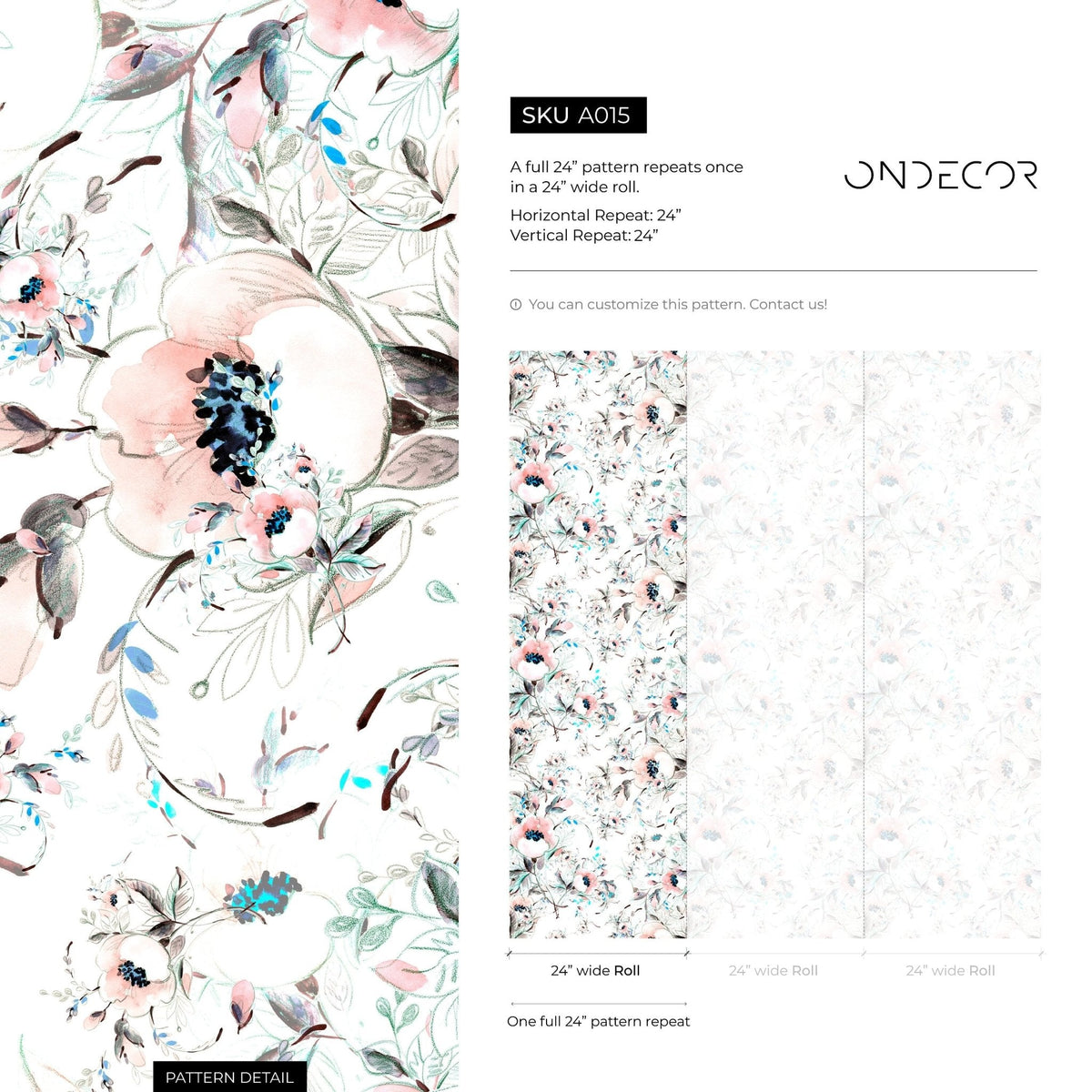 Elegant Blooming Watercolor Wallpaper - A015 - WallTrend