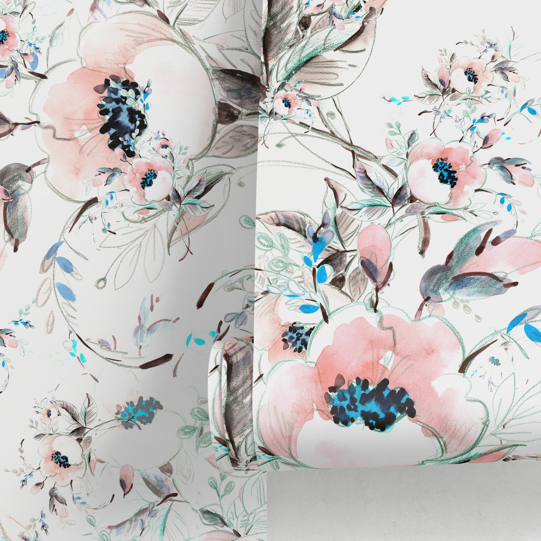 Elegant Blooming Watercolor Wallpaper - A015 - WallTrend