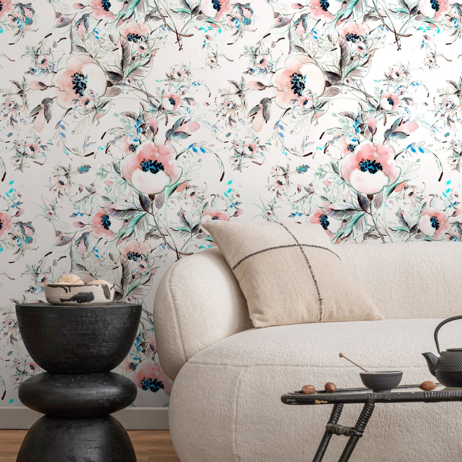 Elegant Blooming Watercolor Wallpaper - A015 - WallTrend