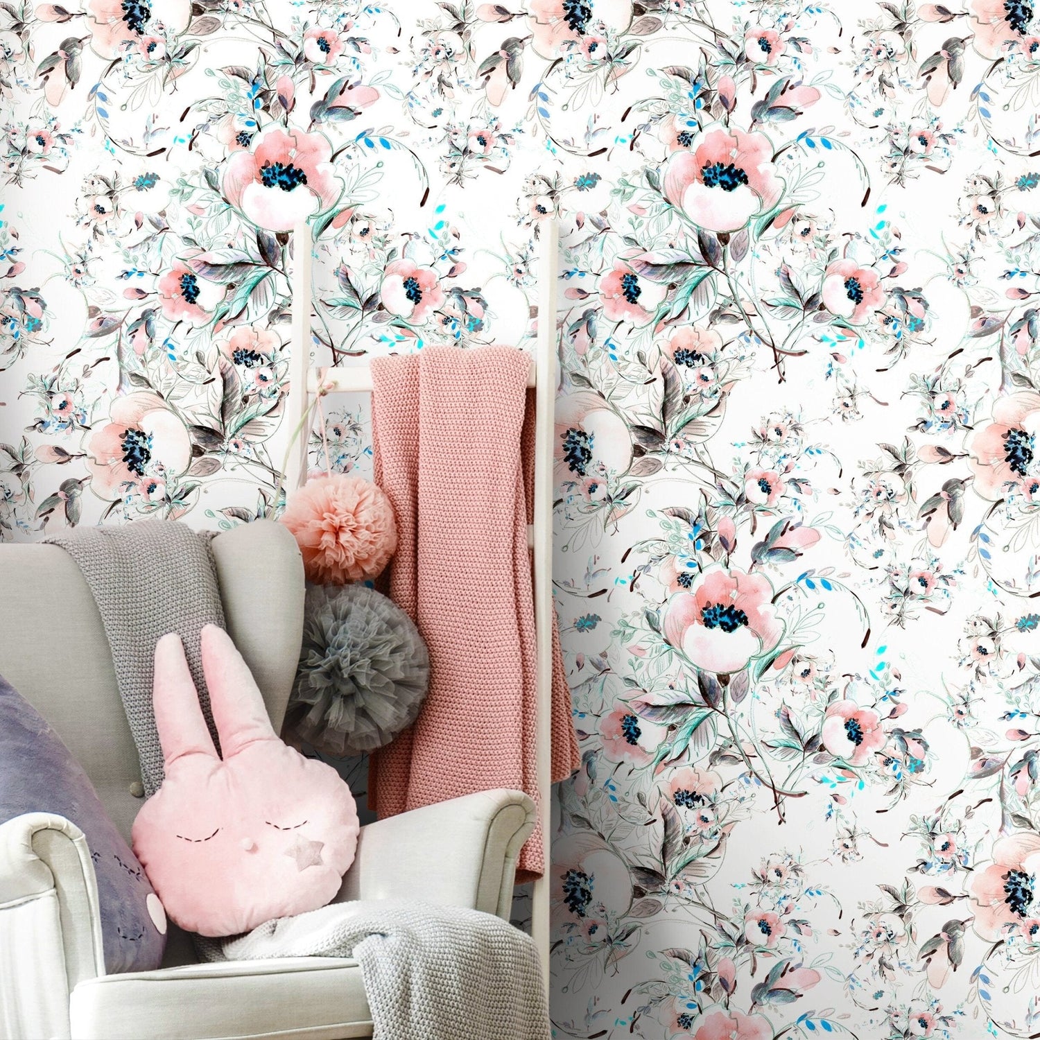 Elegant Blooming Watercolor Wallpaper - A015 - WallTrend
