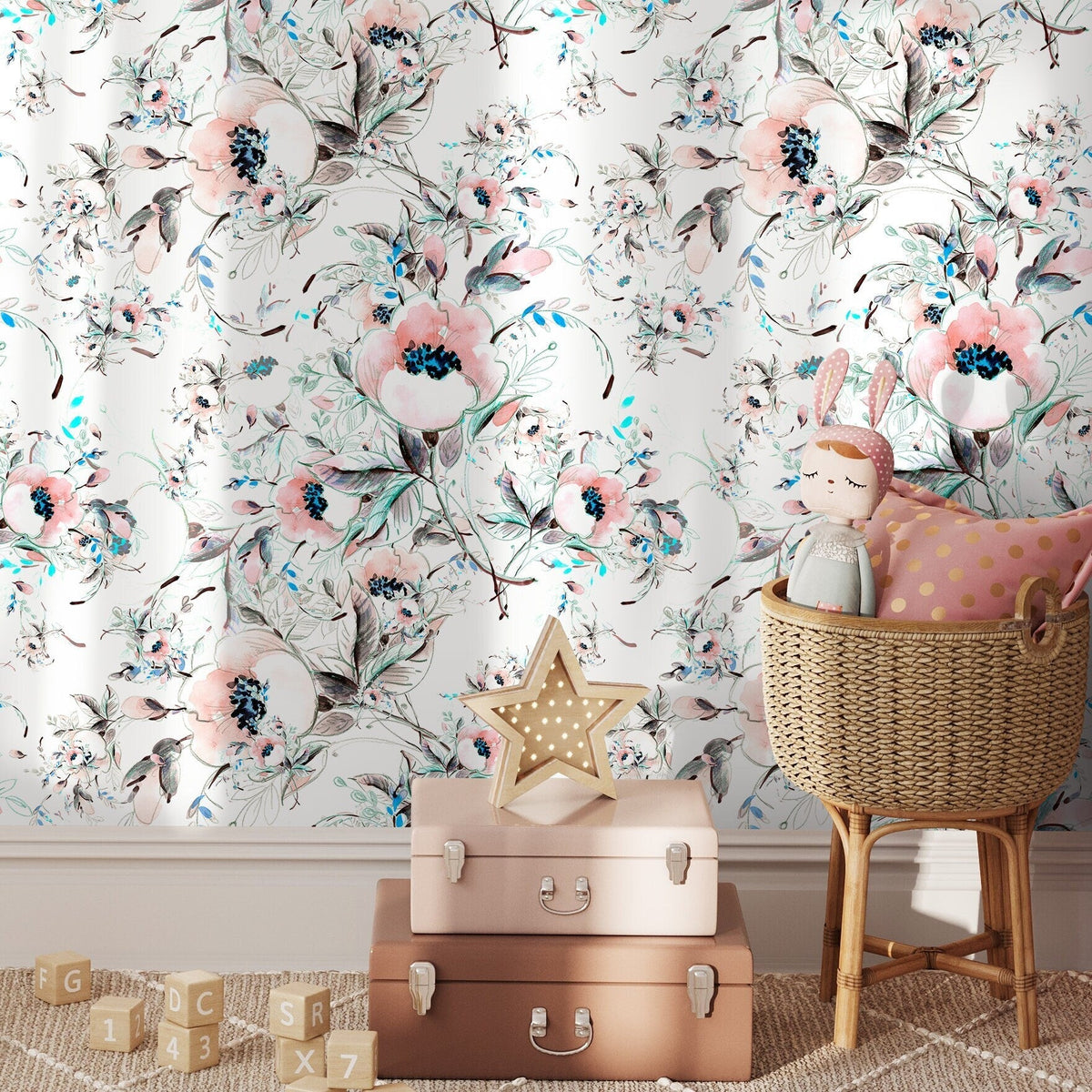 Elegant Blooming Watercolor Wallpaper - A015 - WallTrend