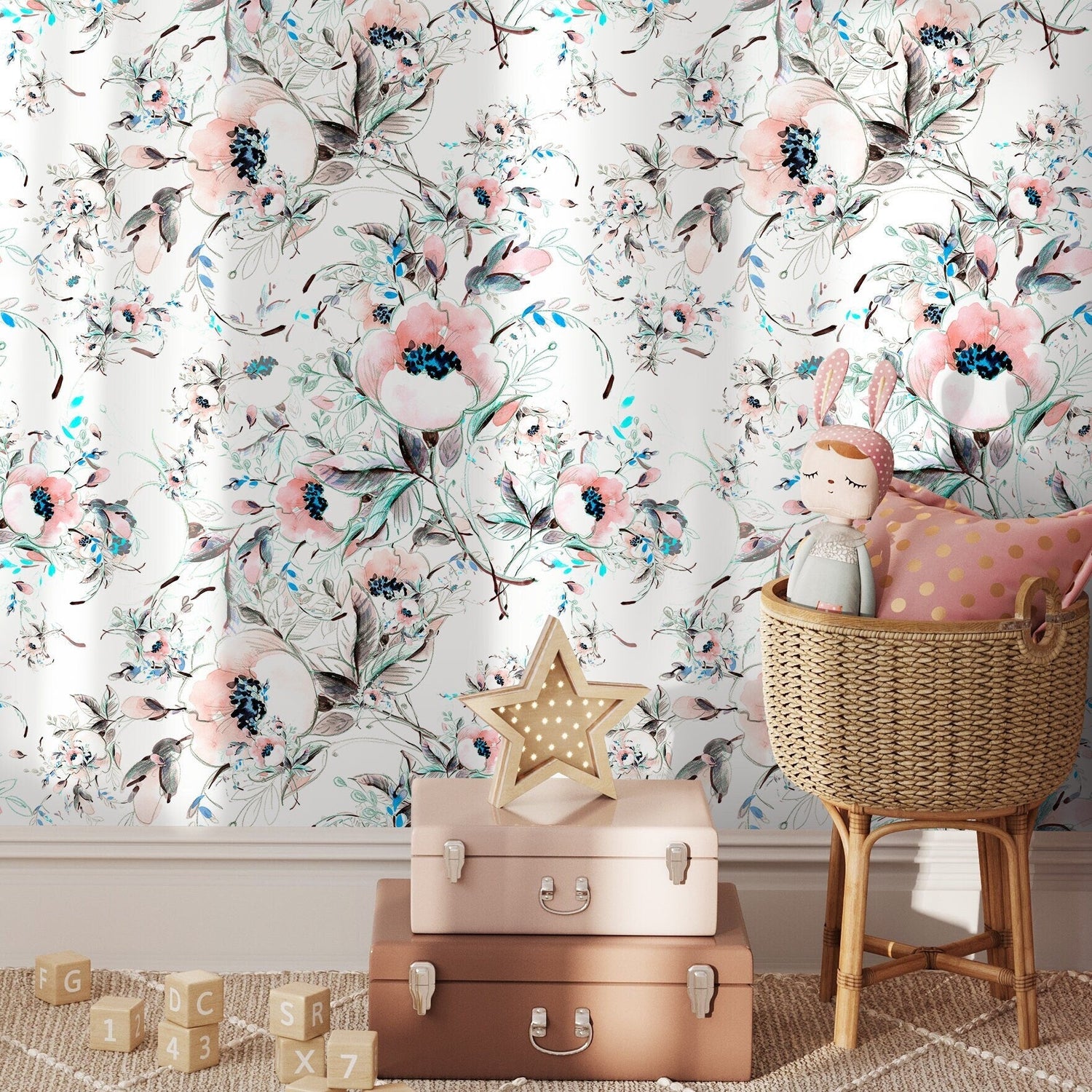 Elegant Blooming Watercolor Wallpaper - A015 - WallTrend