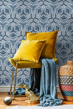 Elegant Blue Abstract Floral Wallpaper - X043 - WallTrend