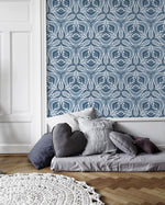 Elegant Blue Abstract Floral Wallpaper - X043 - WallTrend