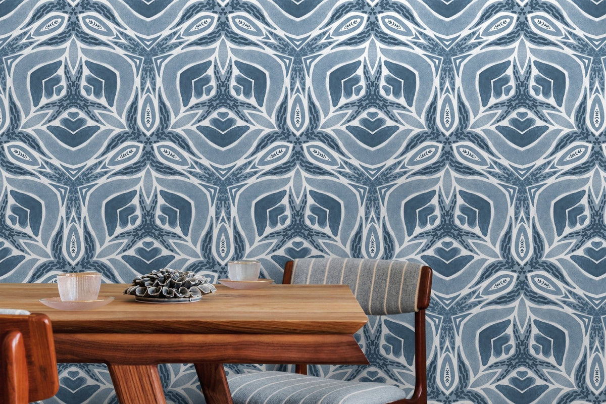 Elegant Blue Abstract Floral Wallpaper - X043 - WallTrend