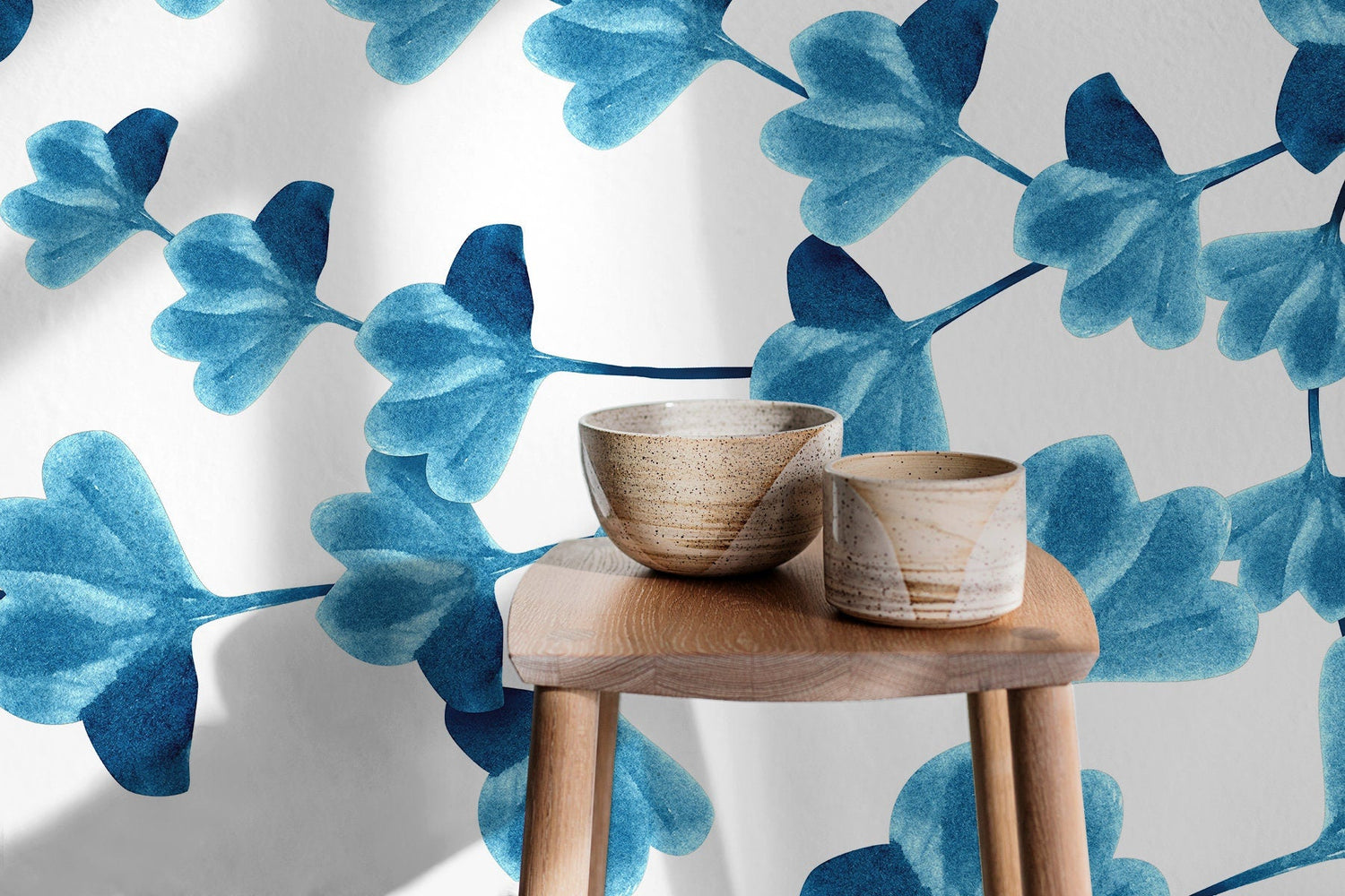 Elegant Blue Botanicals Wallpaper - X011 - WallTrend