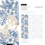 Elegant Blue Floral Bouquet Wallpaper - B852 - WallTrend