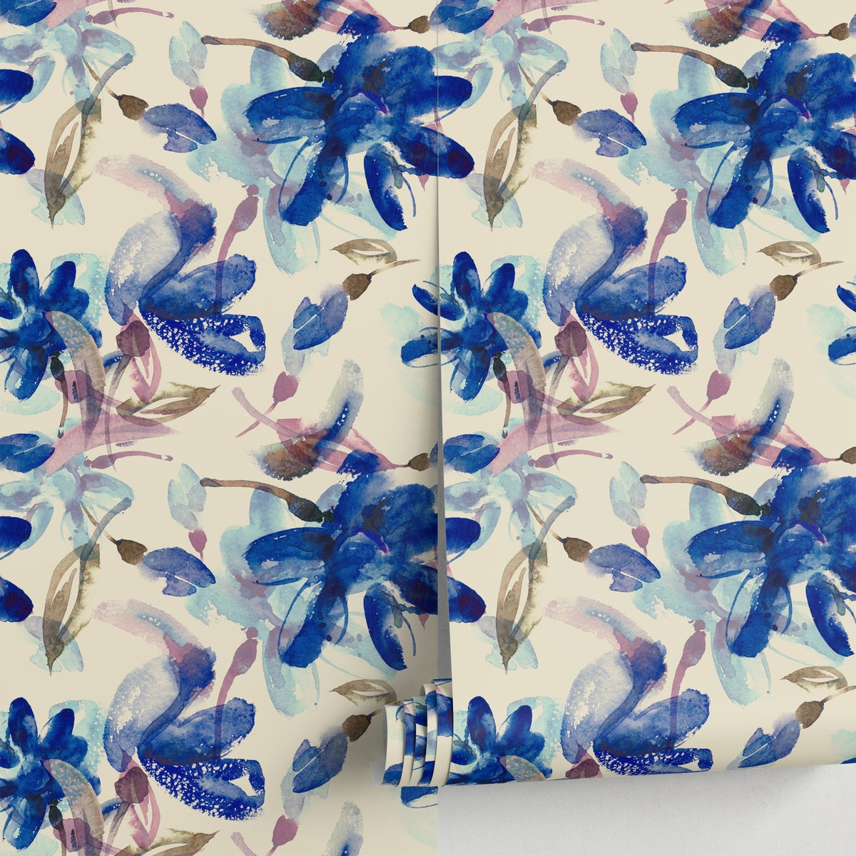 Elegant Blue Floral Wallpaper - A046 - WallTrend