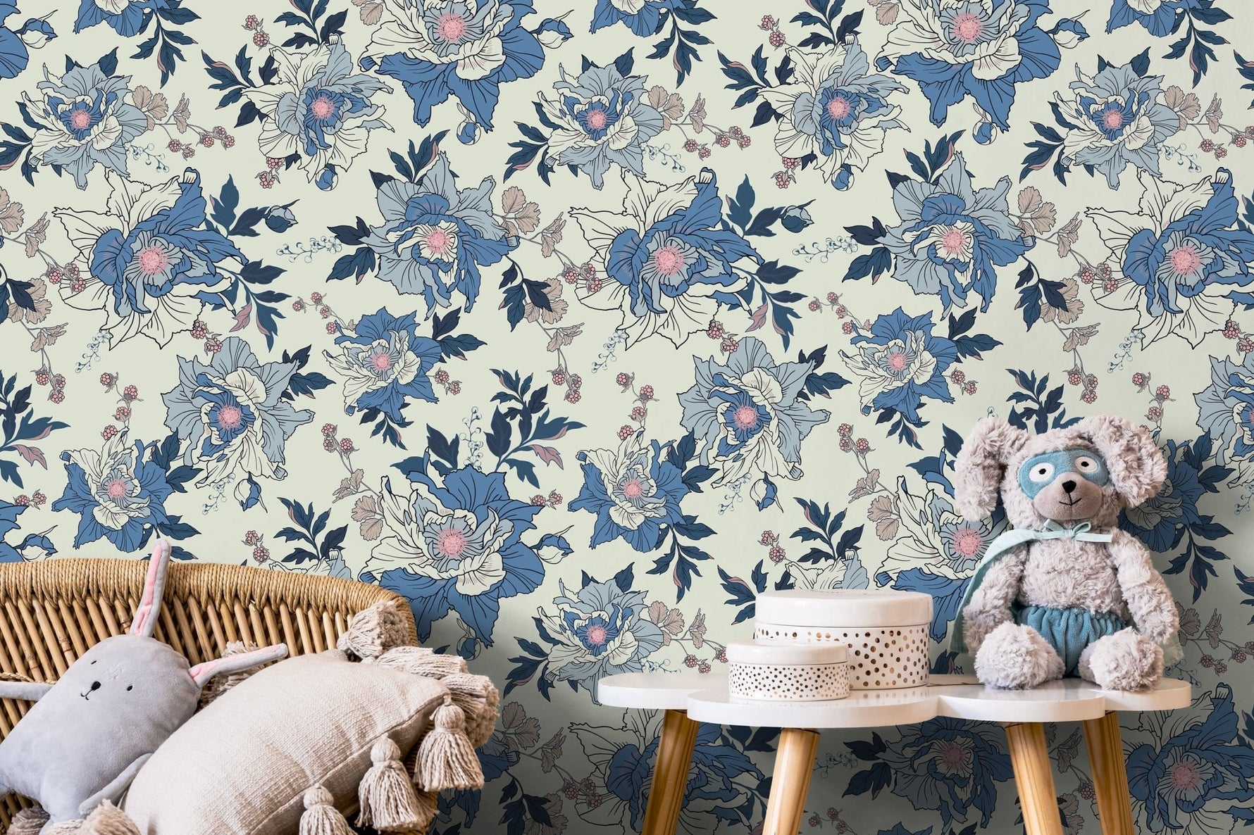 Elegant Blue Floral Wallpaper - B870 - WallTrend