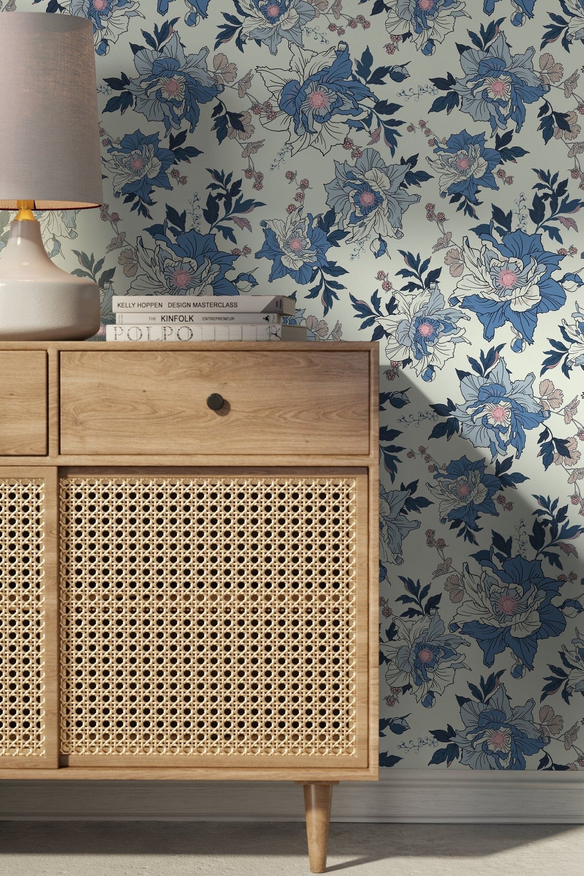 Elegant Blue Floral Wallpaper - B870 - WallTrend