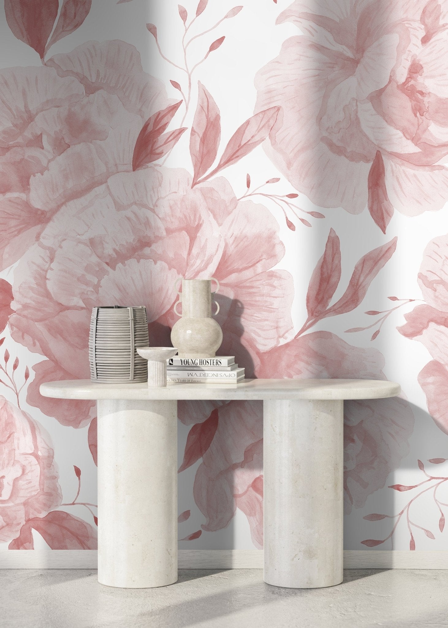 Elegant Blush Roses Wallpaper - D323 - WallTrend