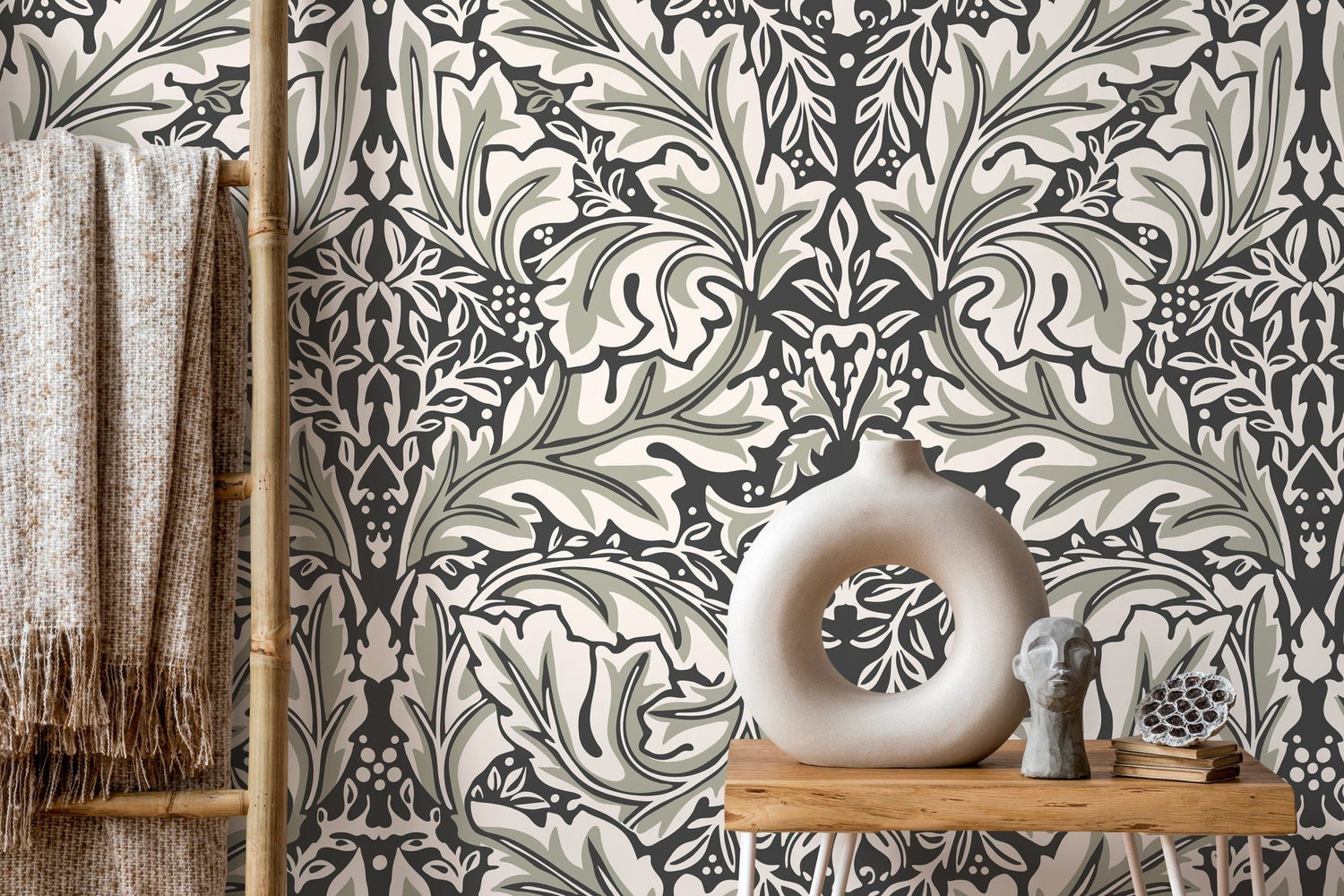 Elegant Botanical Flourish Wallpaper - D266 - WallTrend